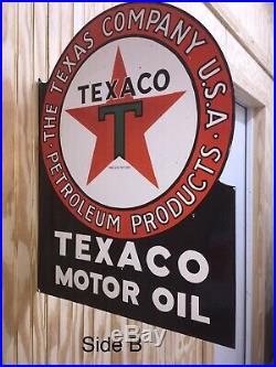 TEXACO MOTOR OIL FLANGE PORCELAIN THE TEXAS COMPANY USA PETROLEUM PRODUCTS Sign