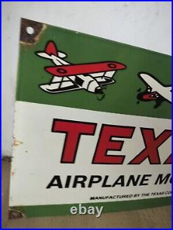 Texaco Airplane Motor Oil Porcelain Enamel Sign 24 x 14 Inches