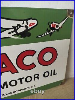 Texaco Airplane Motor Oil Porcelain Enamel Sign 24 x 14 Inches