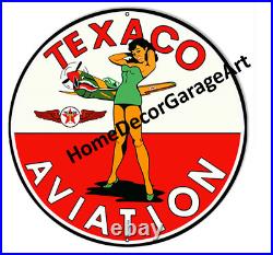 Texaco Aviation Motor Oil & Gas Metal Sign, Aged or New Style, Garage Art HDGA