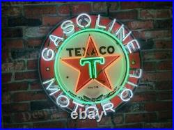 Texaco Gasoline Motor Oil Neon Sign 24x24 With HD Vivid Printing Bar Garage