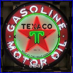 Texaco Gasoline & Motor Oil Neon Sign Gas Massive 36 Metal Can Texas