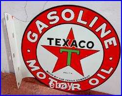 Texaco Gasoline Motor Oil Porcelain Enamel Sign 19.5 x 17 Inches 2 Sided