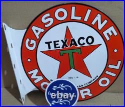 Texaco Gasoline Motor Oil Porcelain Enamel Sign 19.5 x 17 Inches 2 Sided
