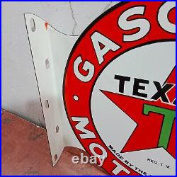 Texaco Gasoline Motor Oil Porcelain Enamel Sign 19.5 x 17 Inches 2 Sided