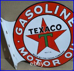 Texaco Gasoline Motor Oil Porcelain Enamel Sign 19.5 x 17 Inches 2 Sided
