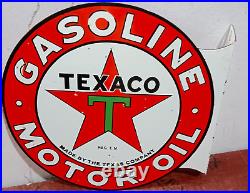 Texaco Gasoline Motor Oil Porcelain Enamel Sign 19.5 x 17 Inches 2 Sided