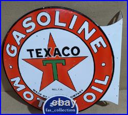 Texaco Gasoline Motor Oil Porcelain Enamel Sign 19.5 x 17 Inches 2 Sided Texaco Gasoline Motor Oil Porcelain Enamel Sign 19.5 x 17 Inches 2 Sided