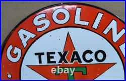 Texaco Gasoline Motor Oil Porcelain Enamel Sign 19.5 x 17 Inches 2 Sided