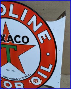 Texaco Gasoline Motor Oil Porcelain Enamel Sign 19.5 x 17 Inches 2 Sided