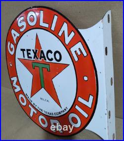 Texaco Gasoline Motor Oil Porcelain Enamel Sign 19.5 x 17 Inches 2 Sided