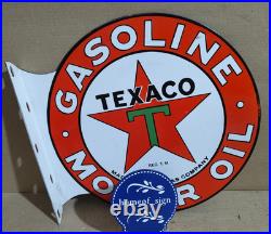 Texaco Gasoline Motor Oil Porcelain Enamel Sign 19.5 x 17 Inches 2 Sides