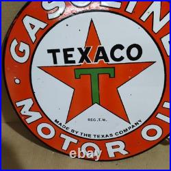Texaco Gasoline Motor Oil Porcelain Enamel Sign 19.5 x 17 Inches 2 Sides
