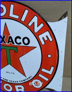 Texaco Gasoline Motor Oil Porcelain Enamel Sign 19.5 x 17 Inches 2 Sides