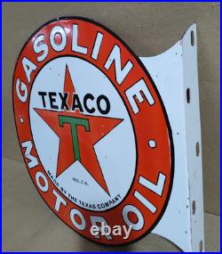 Texaco Gasoline Motor Oil Porcelain Enamel Sign 19.5 x 17 Inches 2 Sides