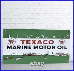 Texaco Marine Motor oil Porcelain Enamel Heavy Metal Sign 36 x 18 inches