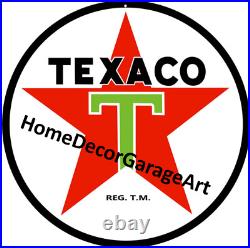 Texaco Motor Oil & Gas Round Metal Sign, Aged or New Style, Garage Art HDGA