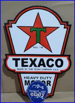 Texaco Motor Oil Porcelain Enamel Sign 24 x 16 Inches 2 Sides
