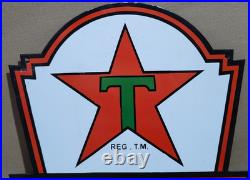 Texaco Motor Oil Porcelain Enamel Sign 24 x 16 Inches 2 Sides