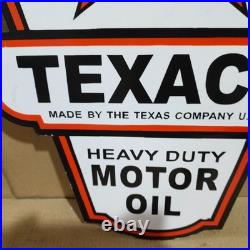 Texaco Motor Oil Porcelain Enamel Sign 24 x 16 Inches 2 Sides