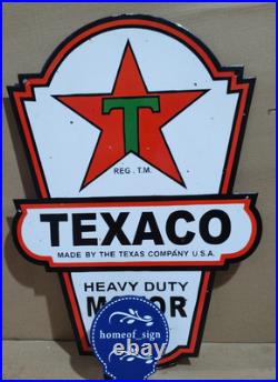Texaco Motor Oil Porcelain Enamel Sign 24 x 16 Inches 2 Sides