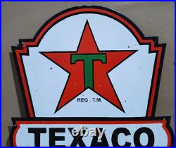 Texaco Motor Oil Porcelain Enamel Sign 24 x 16 Inches 2 Sides