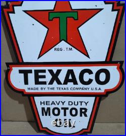 Texaco Motor Oil Porcelain Enamel Sign 24 x 16 Inches 2 Sides