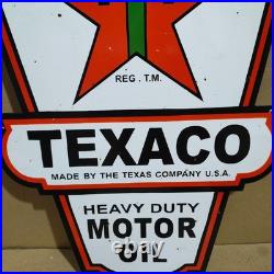Texaco Motor Oil Porcelain Enamel Sign 24 x 16 Inches 2 Sides