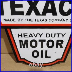 Texaco Motor Oil Porcelain Enamel Sign 24 x 16 Inches 2 Sides