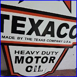 Texaco Motor Oil Porcelain Enamel Sign 24 x 17 Inches 2 Sided