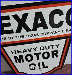 Texaco Motor Oil Porcelain Enamel Sign 24 x 17 Inches 2 Sided