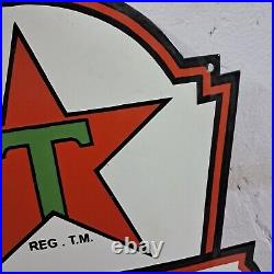 Texaco Motor Oil Porcelain Enamel Sign 24 x 17 Inches 2 Sided