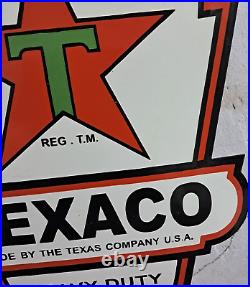 Texaco Motor Oil Porcelain Enamel Sign 24 x 17 Inches 2 Sided