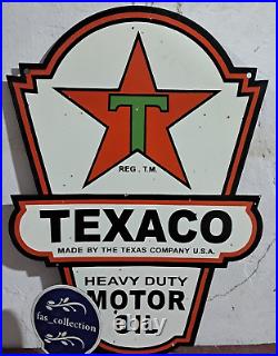 Texaco Motor Oil Porcelain Enamel Sign 24 x 17 Inches 2 Sided