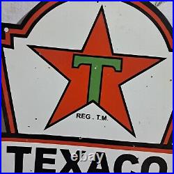 Texaco Motor Oil Porcelain Enamel Sign 24 x 17 Inches 2 Sided