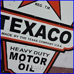 Texaco Motor Oil Porcelain Enamel Sign 24 x 17 Inches 2 Sided