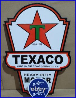 Texaco Motor Oil Porcelain Enamel Sign 24x 16 Inches 2 Sided