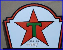 Texaco Motor Oil Porcelain Enamel Sign 24x 16 Inches 2 Sided