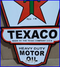 Texaco Motor Oil Porcelain Enamel Sign 24x 16 Inches 2 Sided