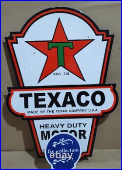 Texaco Motor Oil Porcelain Enamel Sign 24x 16 Inches 2 Sided