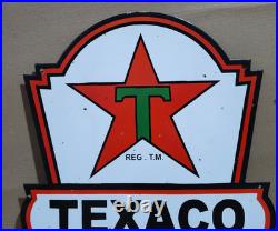 Texaco Motor Oil Porcelain Enamel Sign 24x 16 Inches 2 Sided