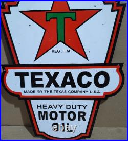 Texaco Motor Oil Porcelain Enamel Sign 24x 16 Inches 2 Sided