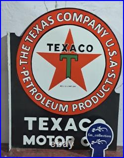 Texaco Motor Oil Porcelain Enamel Sign 27 x 23 Inches 2 Sided