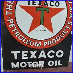 Texaco Motor Oil Porcelain Enamel Sign 27 x 23 Inches 2 Sided