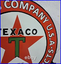 Texaco Motor Oil Porcelain Enamel Sign 27 x 23 Inches 2 Sided