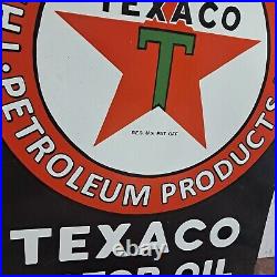 Texaco Motor Oil Porcelain Enamel Sign 27 x 23 Inches 2 Sided