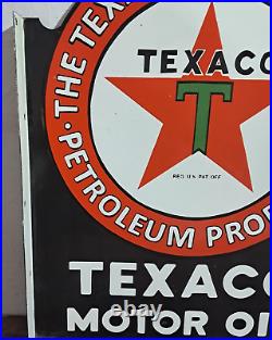 Texaco Motor Oil Porcelain Enamel Sign 27 x 23 Inches 2 Sided