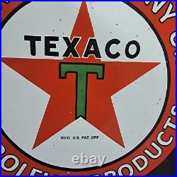 Texaco Motor Oil Porcelain Enamel Sign 27 x 23 Inches 2 Sided