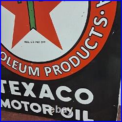 Texaco Motor Oil Porcelain Enamel Sign 27 x 23 Inches 2 Sided