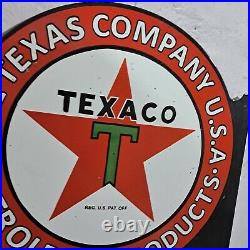 Texaco Motor Oil Porcelain Enamel Sign 27 x 23 Inches 2 Sided